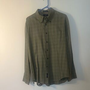 Van Heusen Olive Green Plaid Button-Down Shirt